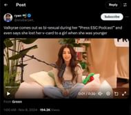 One of the many posts claiming she is bisexual (Image via @scubaryan_/X)